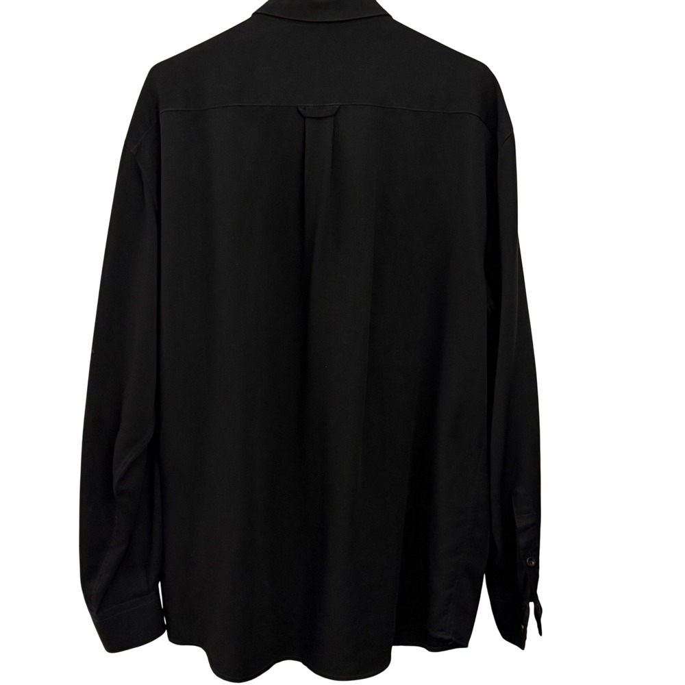 Zanella Button Down Shirt Mens Medium Black Excellent Made In Italy 100% Rayon - Picture 2 of 6